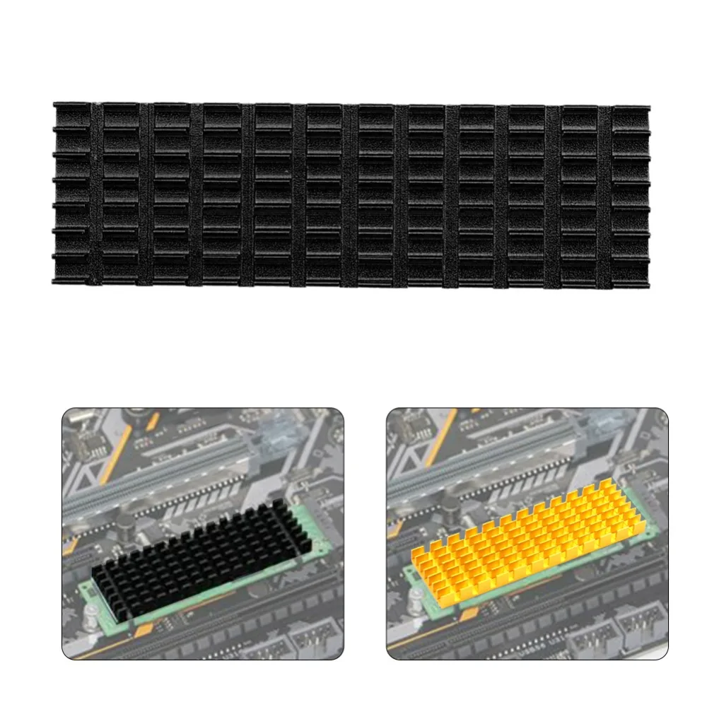 igh Performance 70x22x6mm M.2 SSD Heatsink Lightweight Black/Gold PCIE Heat Sink Aluminum Alloy M.2 2280 Heatsink Gaming PC
