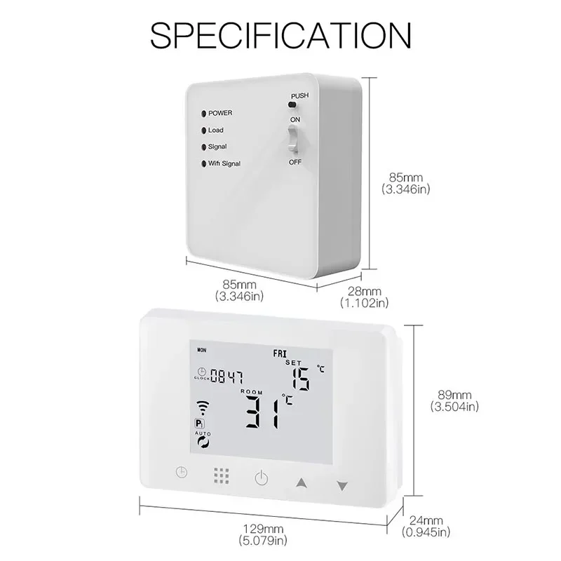 Imagem -06 - Wifi Inteligente Termostato Parede-pendurado Underfloor Caldeira de Gás Água Aquecimento Elétrico Controlador de Temperatura Tuya Alexa Google Casa Inteligente