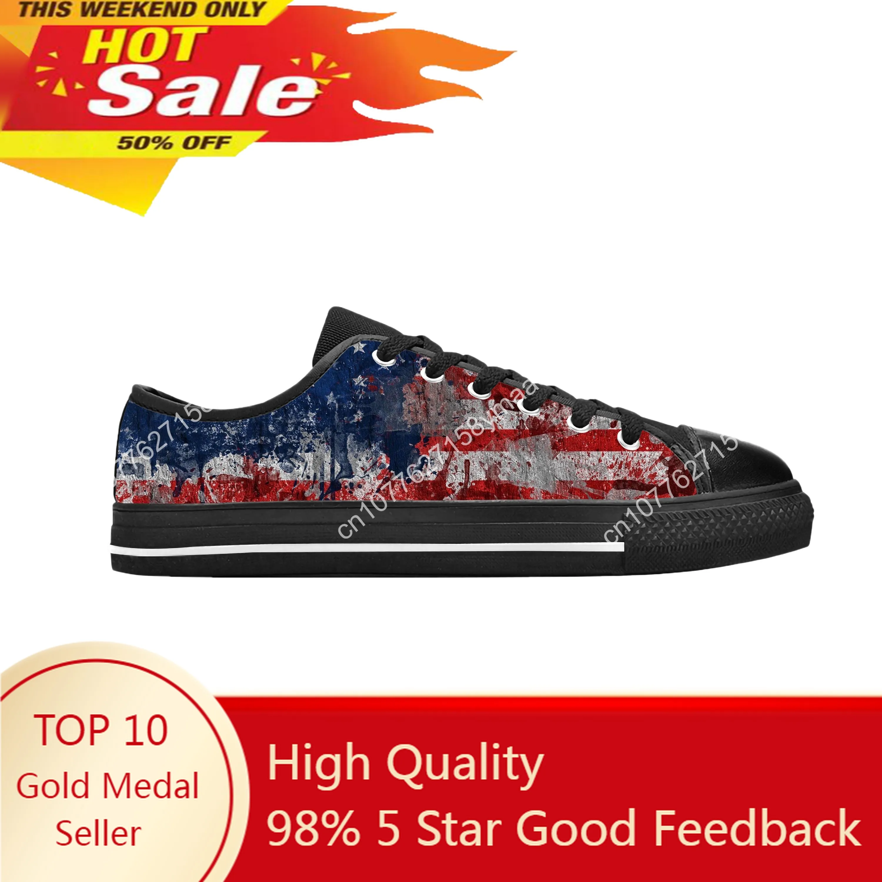 US USA American America Flag United States Fashion Casual Cloth Shoes Low Top Comfortable Breathable 3D Print Men Women Sneakers