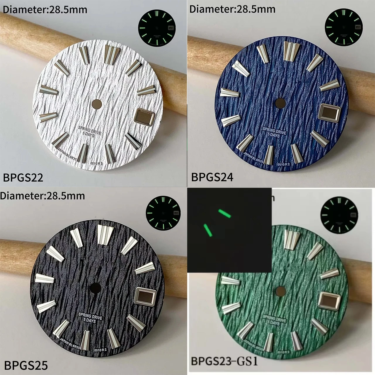 28.5mm NH35 GS logo Dial Green Glowing Birch Forest Pattern Suitable For nh35 Dail Movement Dial Watch Accessories Parts