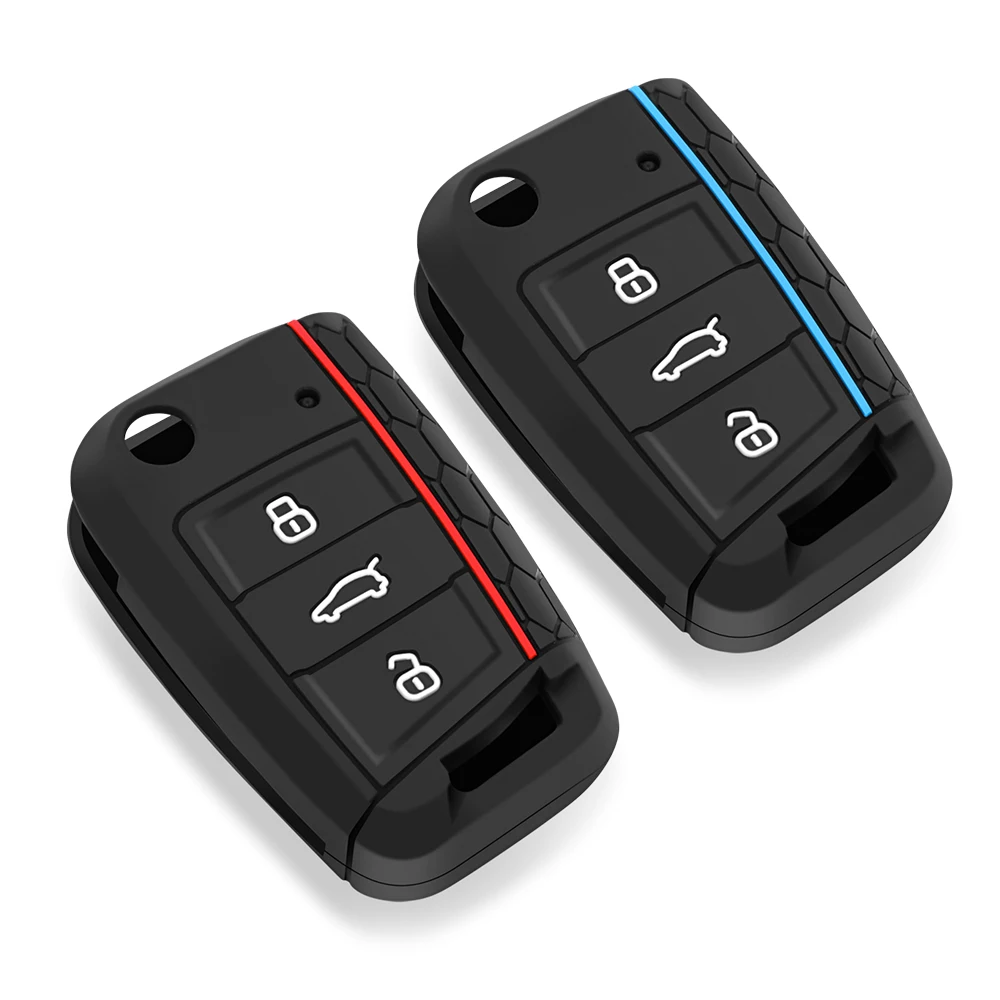 For Skoda Octavia A7 Rapid Karoq Fabia Key Cover Silicone for Seat Leon Ibiza Ateca for Vw Golf 7 Polo Tiguan T-Roc Key Case Fob