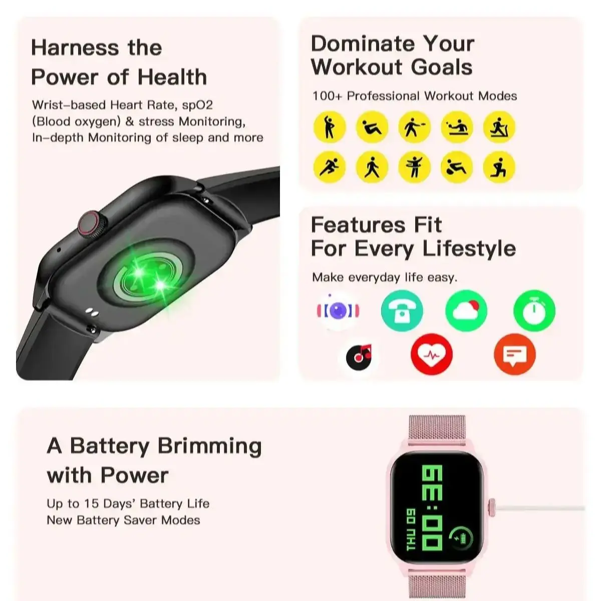 LEMFO SmartWatch 2024 For Men Women 2.01\'\' Inch Outdoor Display Sport Waterproof Bluetooth Call Sports Fitness Smart Watches