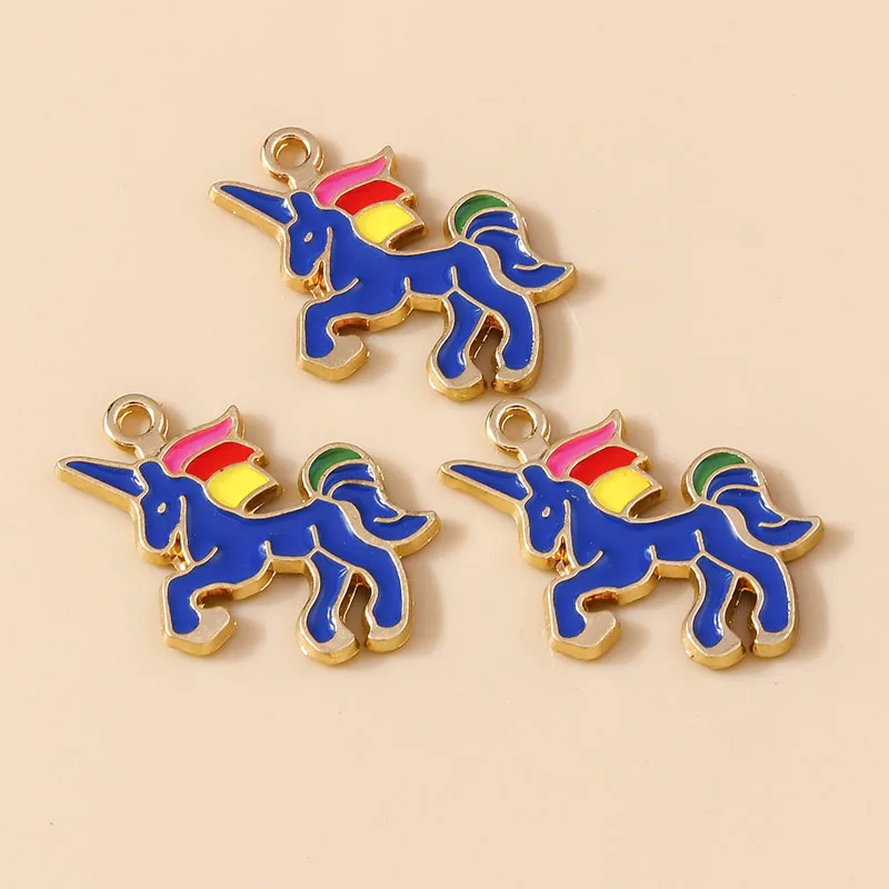Leslie 10 Stück Emaille Pferd Regenbogen Einhorn Charms Anhänger für DIY handgemachte Ohrringe Armbänder Halsketten Schmuckherstellung Handwerk – Detail 2