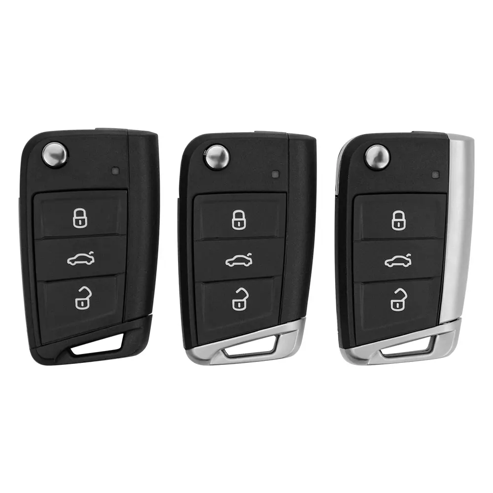 Okeytech 3 Button Folding Remote Key Shell Cover For VW MQB Gollf 7 Skoda Octavia A7 Seat Flip Key Fob Uncut HU162T NO.149 Blade