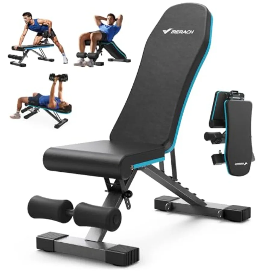 

Foldable Weight Bench for Home Gym with 990 LBS Ccity Adjustable Incline Bench Press in Black Steel 72 Training Angles for Full