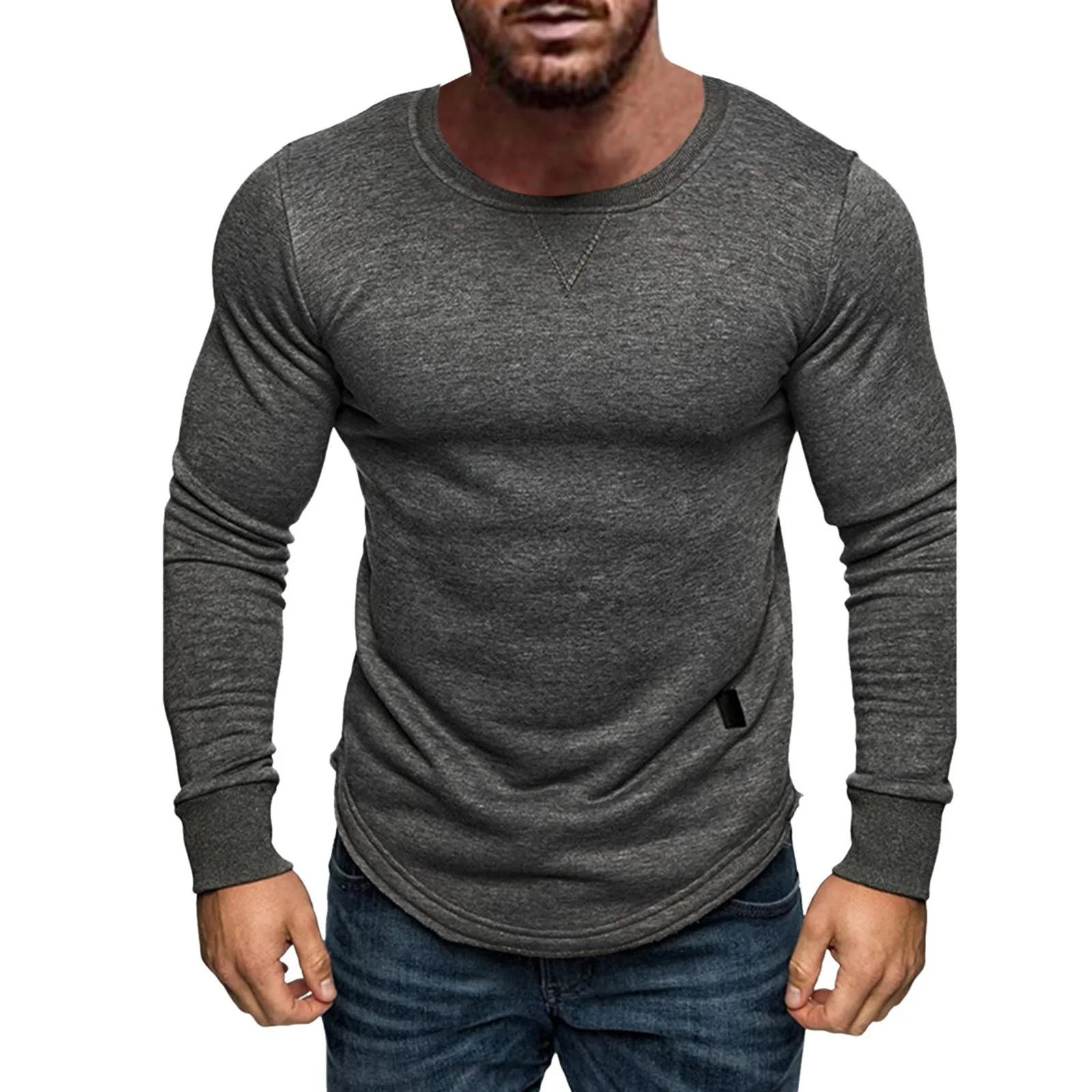 

Cotton Long Sleeve Shirt Men Casual Skinny Sweatshirts Gym Fitness Bodybuilding Workout Tee Tops Male Run Training Clothing