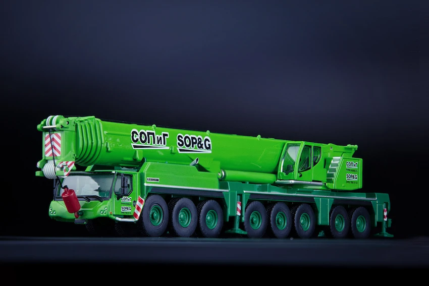 

Collectible IMC 1:87 Scale Lieb herr LTM 1450-8.1 SOP&G Anniversary Edition Mobile Crane Engineering Machinery Diecast Toy Model