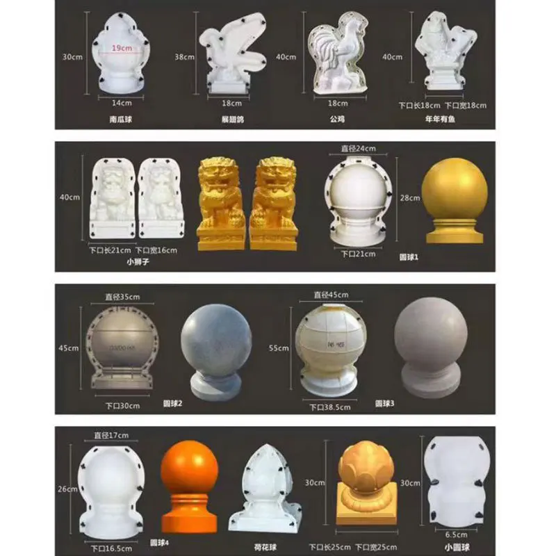 Ball animal mold balcony guardrail fence cast-in-place cement vase column railing lion Roman column decorative model