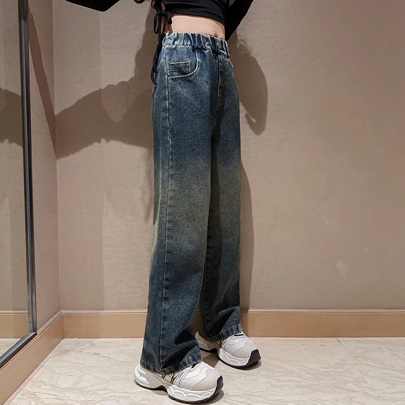 بنطال جينز بناتي ربيع خريف جديد بسيط عصري متدرج متعدد الاستخدامات 2025