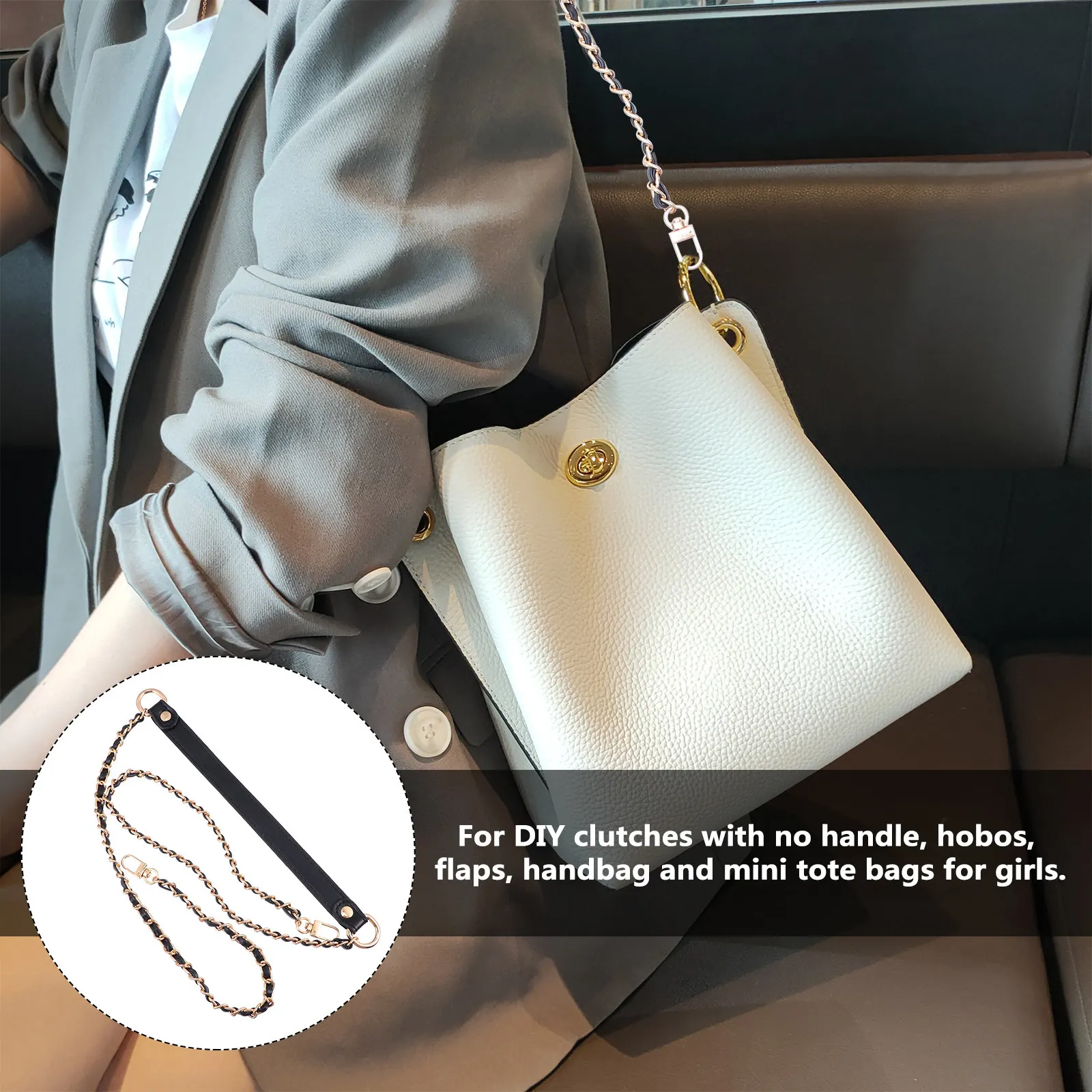 1Pcs Removable Metal Chain Bag Strap Handbag Chain Accessory Shoulder Replacement Crossbody Purse Strap Bag Replacement Supply
