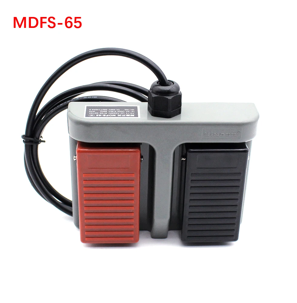 1 pièces interrupteur au pied MDFS-65 Double pédale interrupteur auto-réinitialisation avec fil 3A/220VAC