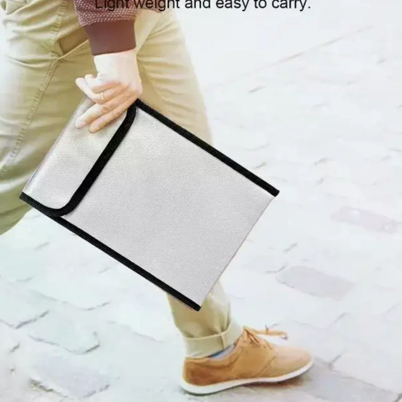 Waterproof Fireproof Document Bag Heat-resistant Sticky Strip Cash Safe Storage Pouch Anti-Hacking Large Capacity