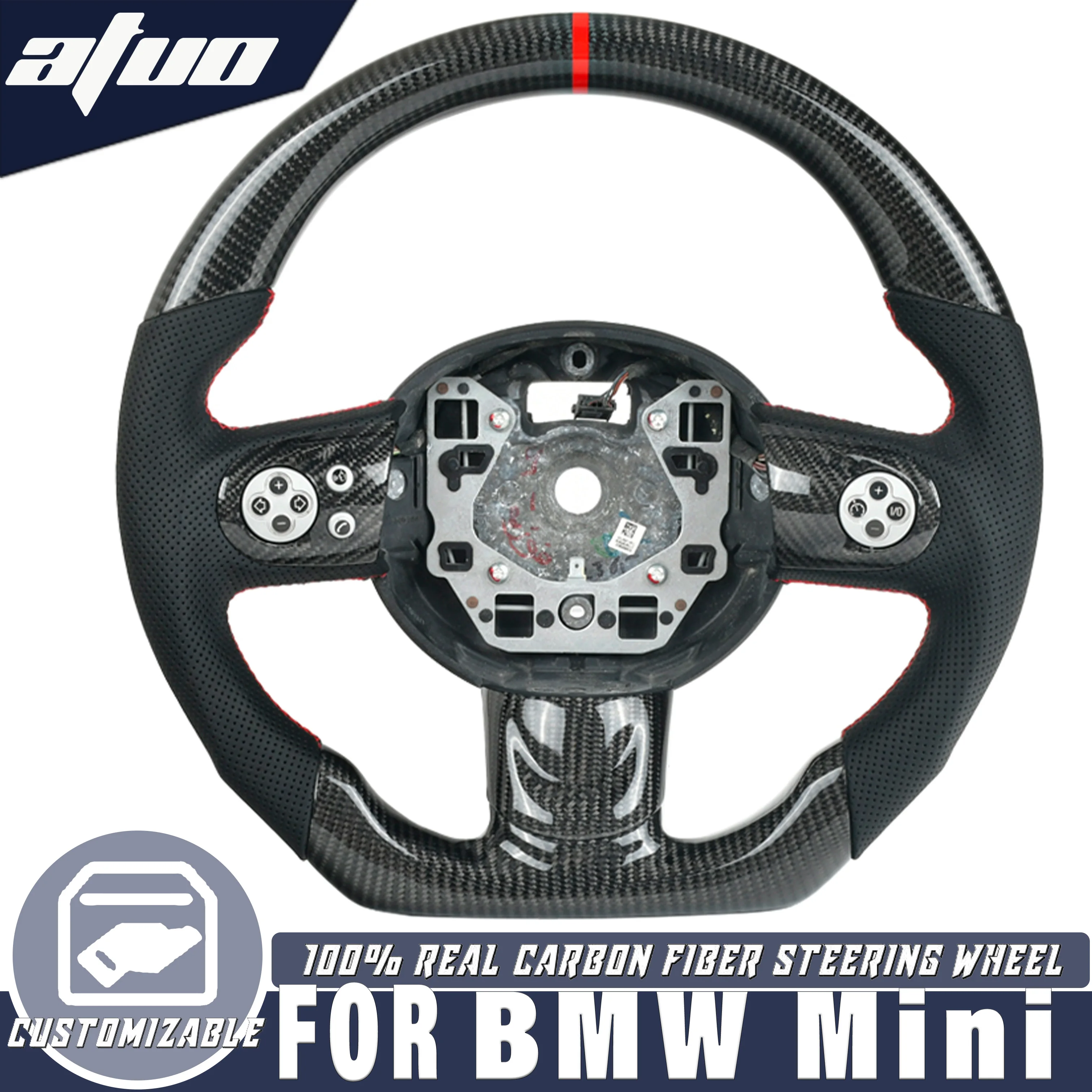 

Для BMW Mini Cooper F55 F56 F57 R60 S JCW индивидуальный руль из углеродного волокна перфорированная кожа спортивный стиль