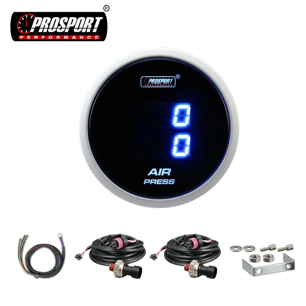 New Prosport 52mm Digital Air Suspension Gauge with Electronic Sensor Aluminum Blue Display 12V Cars view 5