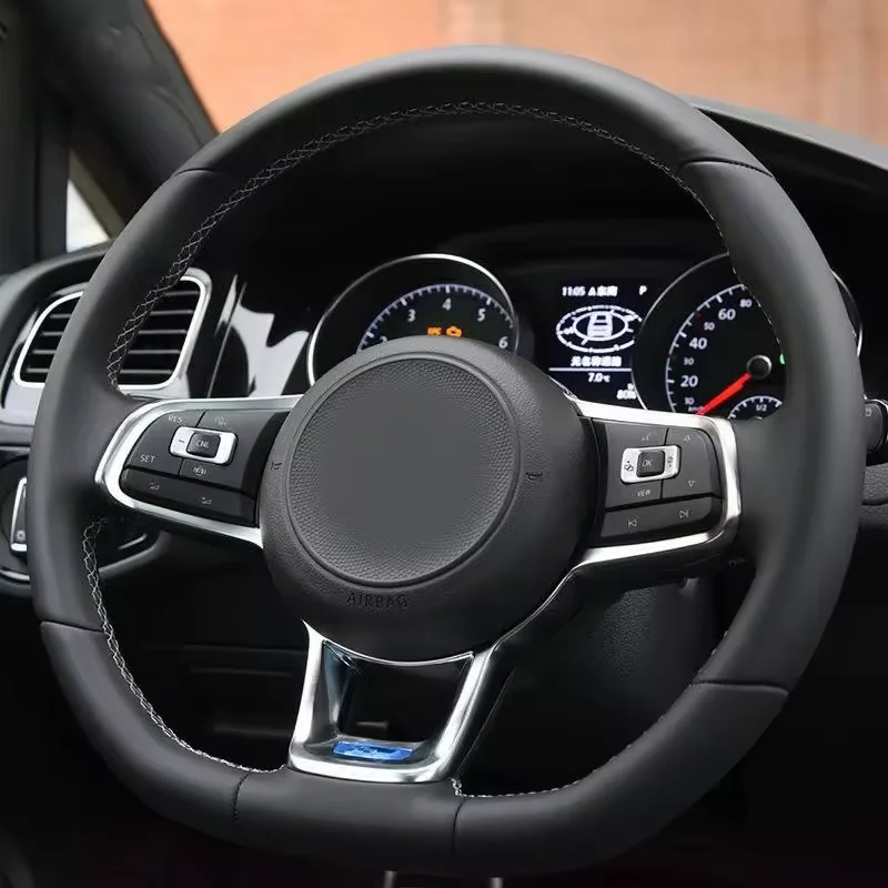 Custom Lenkrad Volant Basic Style Full Leather Steering Wheel for Volkswagen VW Passat Golf 7 MK7 Mk7.5 Polo Tiguan Jetta GTI