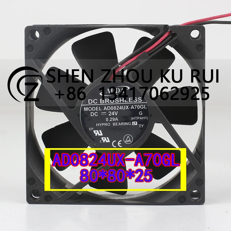 Original ADDA chassis Frequency converter 12V 48V DC24V 0.29A AC EC 8025 80X80X25MM 8CM 2-wire silent AD0824UX-A70GL cooling fan