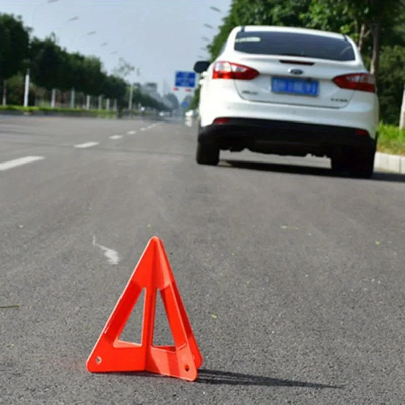 

1pc Orange Road Stable Warning Sign Foldable Reflective Triangle Warning Sign Car Trunk Triangular Warning Frame Car Accessories