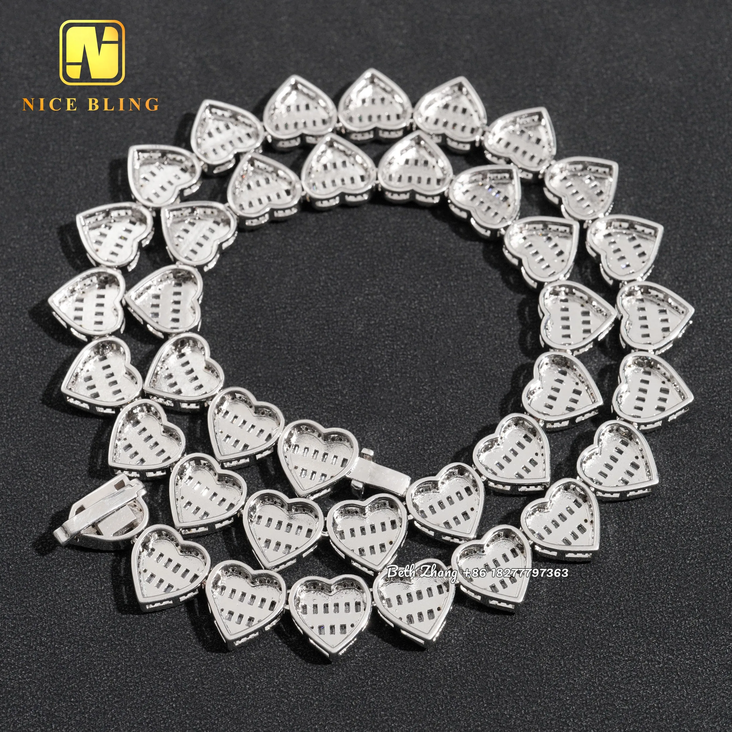 Price Heart Cheap Shape Cuban Chain Iced Out Jewelry HipHop 18K Gold Plated Cuban Necklace Bracelet Brass Moissanite Diamond Cub