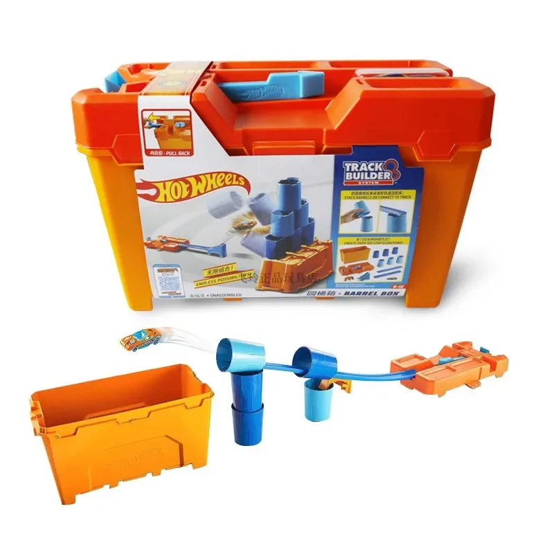 Hot Wheels originale Barrel Box Boy Toy Round Cup sfida Hotwheels giocattoli per bambini ragazzi Track Builder System varietà Set di assemblaggio