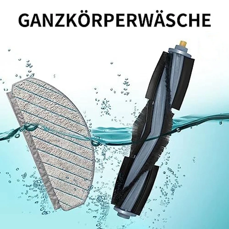 مجموعة واحدة من الملحقات البديلة مناسبة لـ Ecovacs Deebot T10+، الفرشاة الرئيسية، المرشحات، الفرش الجانبية، قماش الممسحة، أداة تنظيف الفرشاة