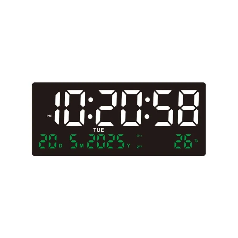 

Large Digital Wall Clock Time/Date/Week/Temp Display 3 Alarm Clock LED Alarm Clock 12/24H Brightness Adjustable