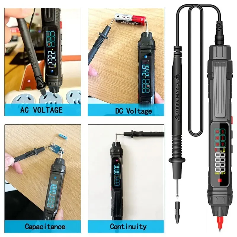 Digital Smart Multimeter 4000 Counts Non Contact Voltage Detector Pen Auto Range Capacitance Ohm NCV Live Line Test Voltmeter