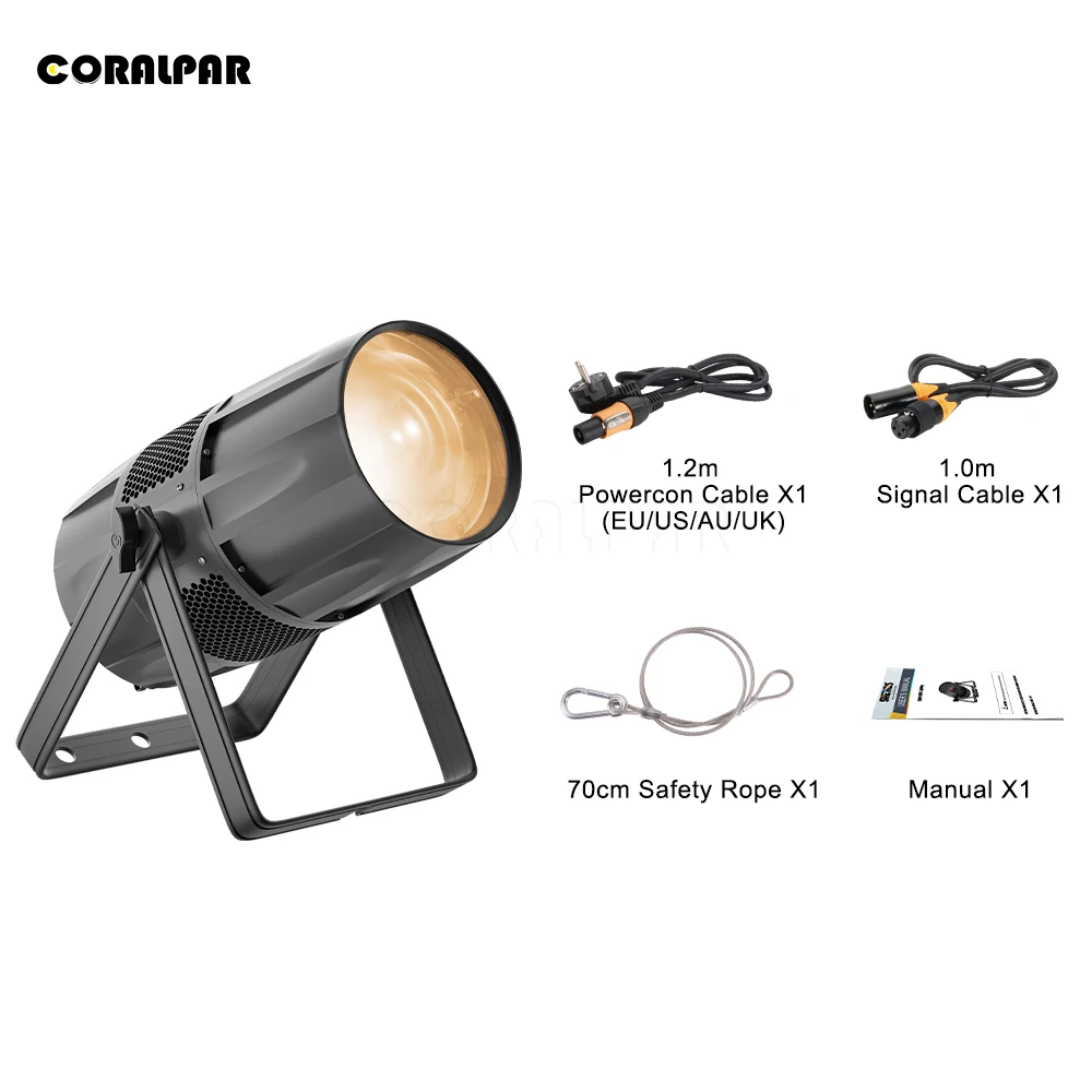 Imagem -04 - Coralpar Cob 300w Zoom Par Iluminação à Prova Dip65 Água Luz Ip65 Branco Quente Iluminação de Palco para Casamento ao ar Livre dj Igreja Barra