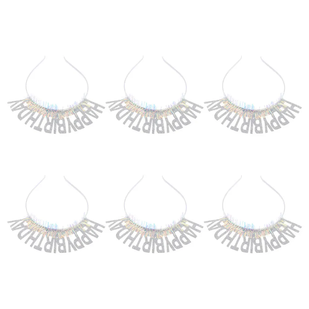 

6Pcs Birthday Hair Accessories Glitter Happy Birthday Headbands Party Hair Bands for Women White Tinsel Party Headband