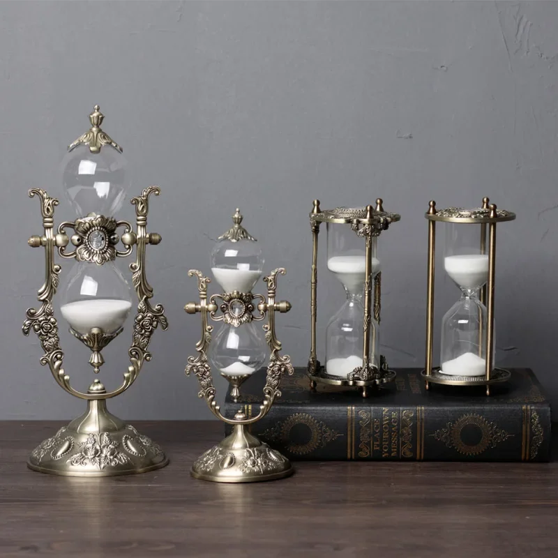 

Elegant Creative Retro Metal Hourglass Timer TV Cabinet Porch Decoration Hourglass Timer 15/30 Minute Office Living Room Decor