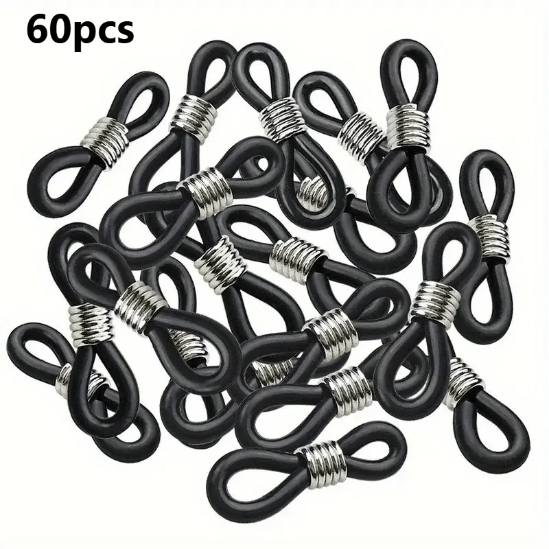 60pcs Glasses Chain Glasses Buckle Adjustable Silicone Glasses End Connector Rubber Anti Slip End Fixer For Glasses Chain