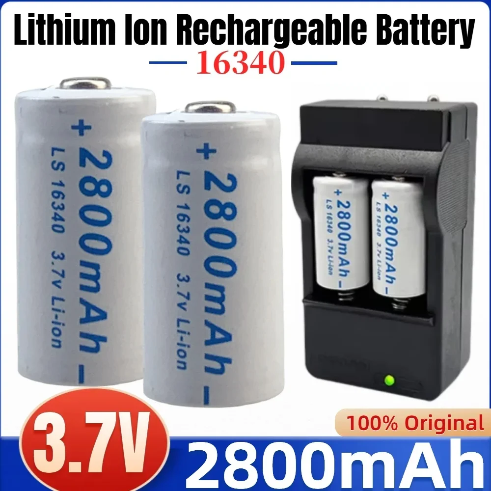 

NEW CR123A RCR 123 ICR 16340 Battery 2800mAh 3.7V Safety Camera Rechargeable Battery Lithium Ion L70 Plus Charger