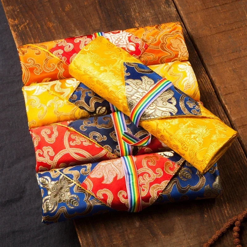 Tibetan Thickened double layer Warp Cloth Cripture Book Bag Handwritten Table Pad Silk Satin Tablecloth Cover Cloth