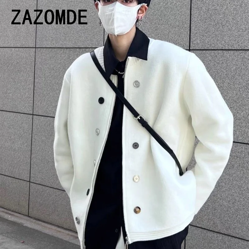 ZAZOMDE Men\'s Clothing Luxury Knit Cardigan Sweater Retro Zipper Long Sleeve Stylish Korean Popular Solid Color Leisure Knitwear