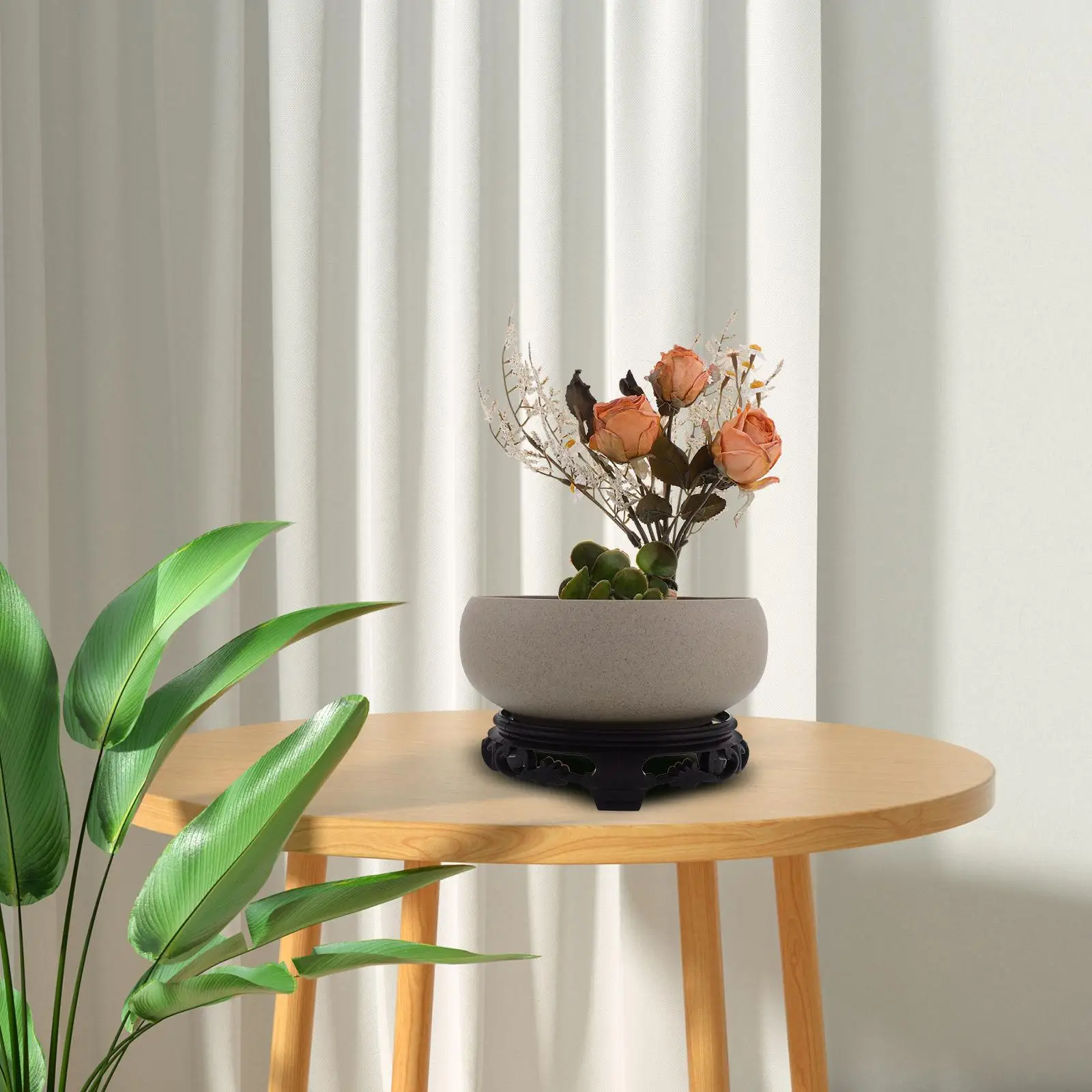 White Porcelain Flowerpot Large Capacity No Hole Ceramic Planter Hydroponic Lotus Bowl Decorative Indoor Plant