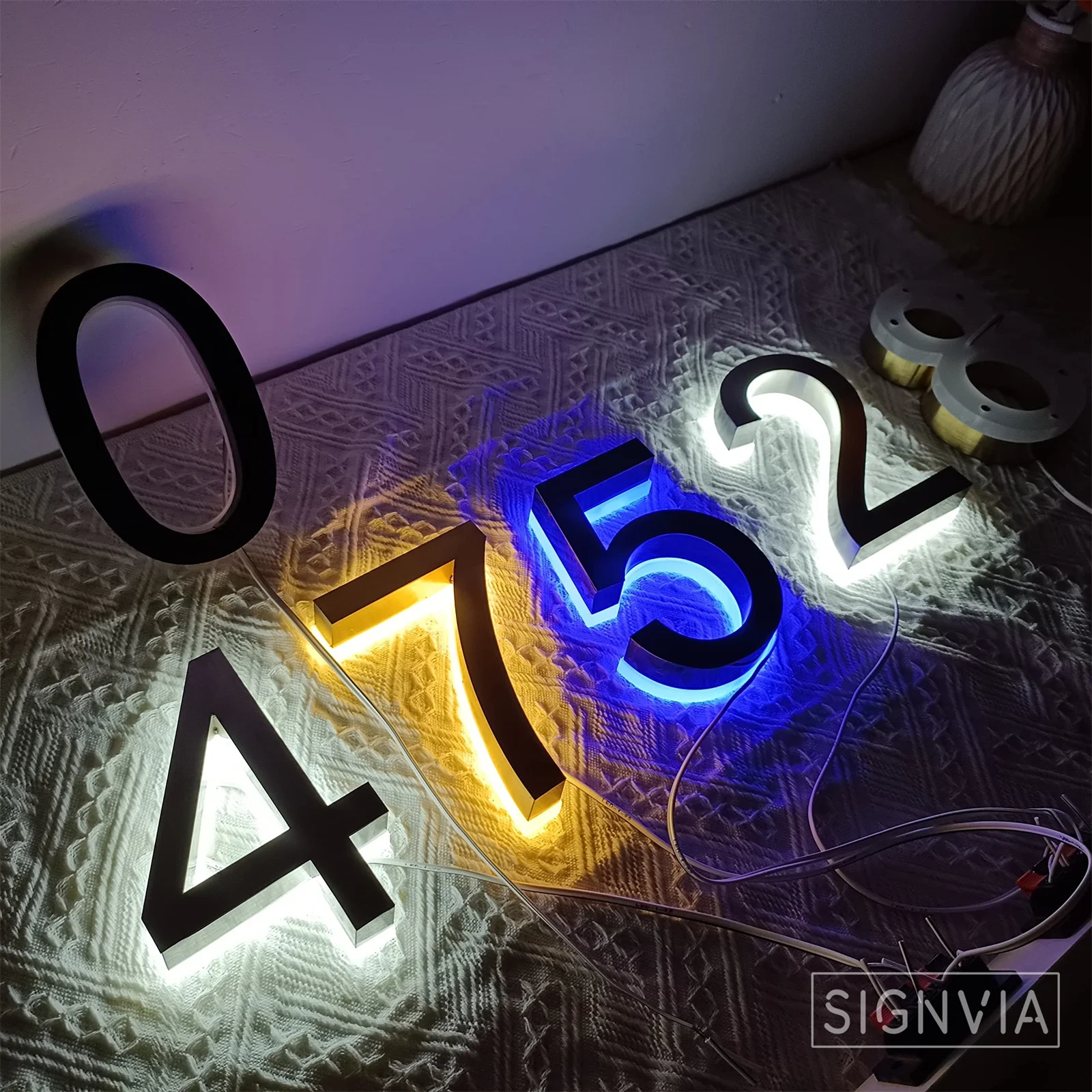 Custom Acrylic 3D House Number Letter Backlight Luminous Digital Rear Lighting LED Light Street Indoor And Outdoor Waterproof