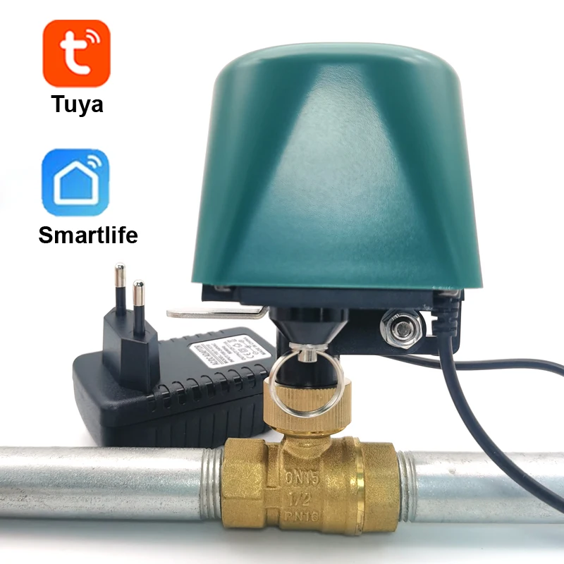 

Умный контроллер водяного клапана Tuya ZigBee с Wi-Fi, таймером, автоматическим включением/выключением, 12В 1А, вилка EU, голосовое управление через Alexa и Google Home