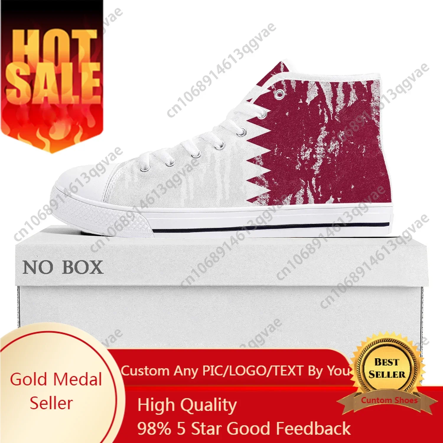 Qatar Flag High Top High Quality Sneakers Mens Womens Teenager Canvas Sneaker Qatar Casual Couple Shoes Custom Shoe