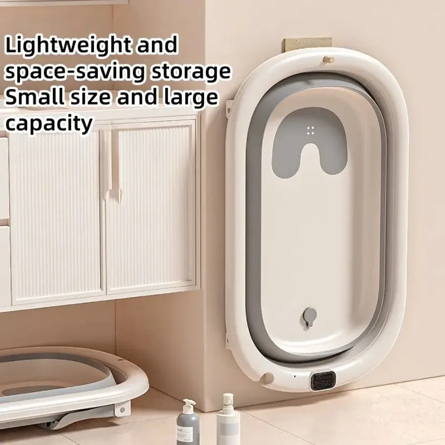 

Складная ванна с противоскользящим покрытием из прочного полипропилена, подходит для сидения и лежания, экономит место при хранении.