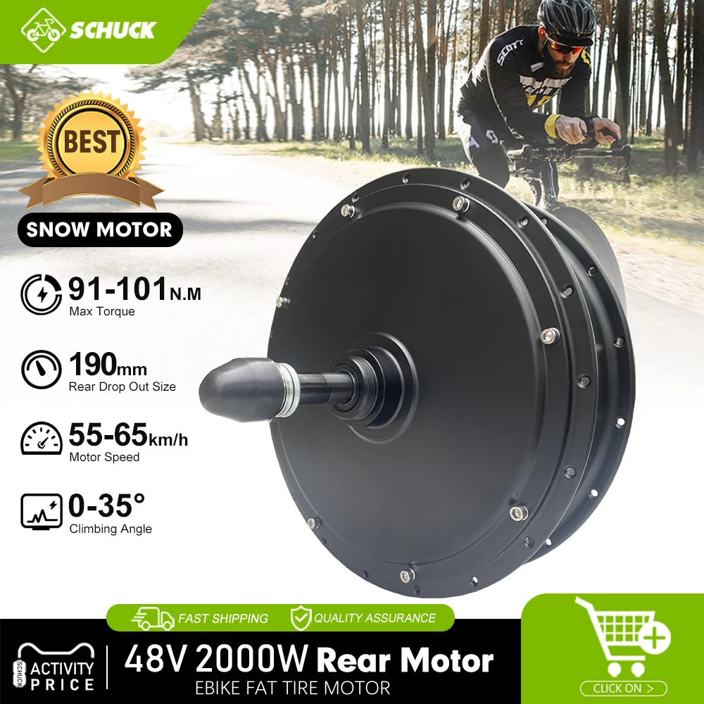 

Electric Bicycle 20 24 26 inch 48V 2000W Brushless Gearless Rear wheel Hub Motor for Snow Bicycle Conversion Kit Fork 190mm