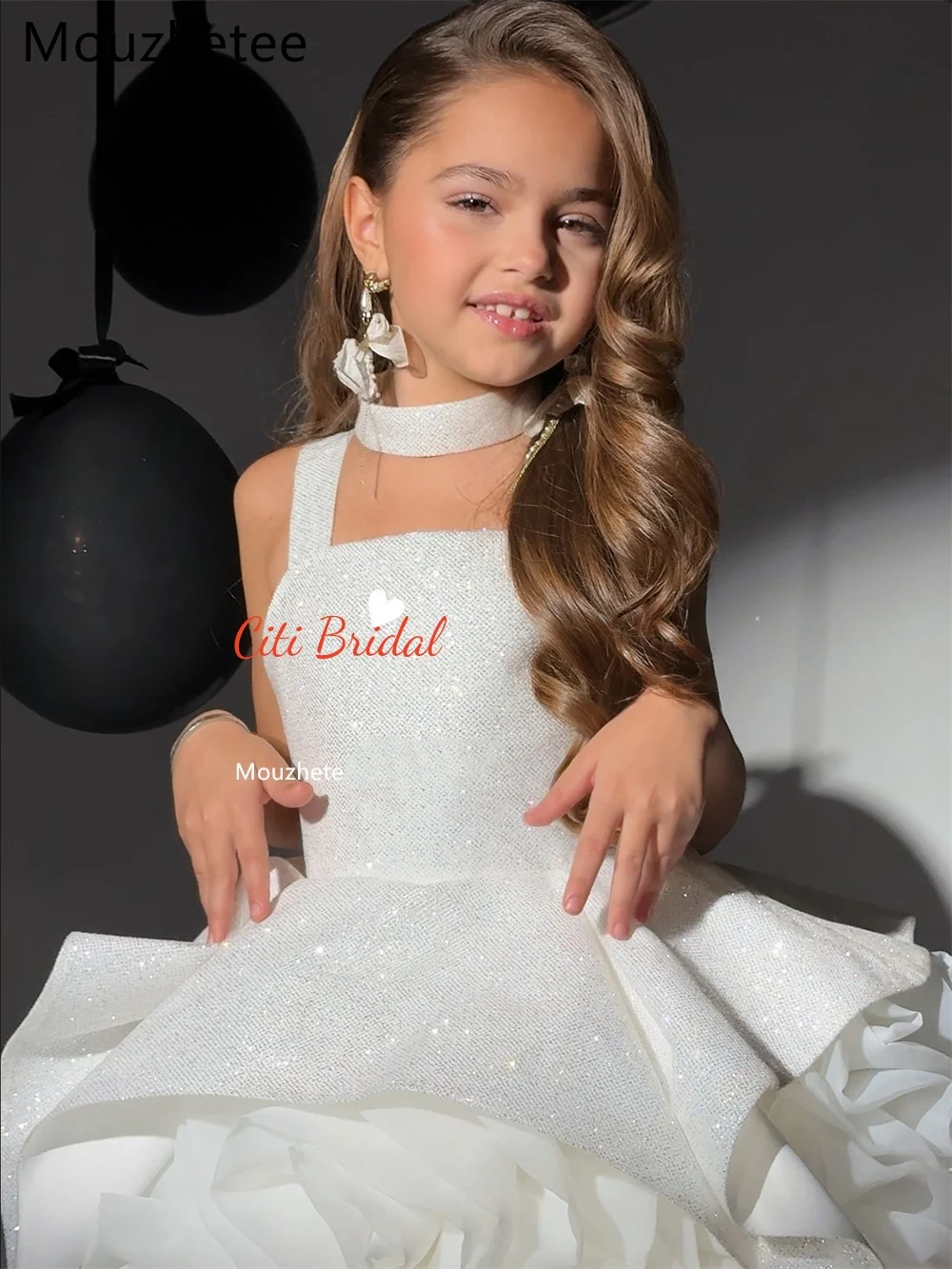 Luxury elegant girls' dresses Shiny dresses for graduation for girls flowers girl dresses for weddings ball gown kids Customize