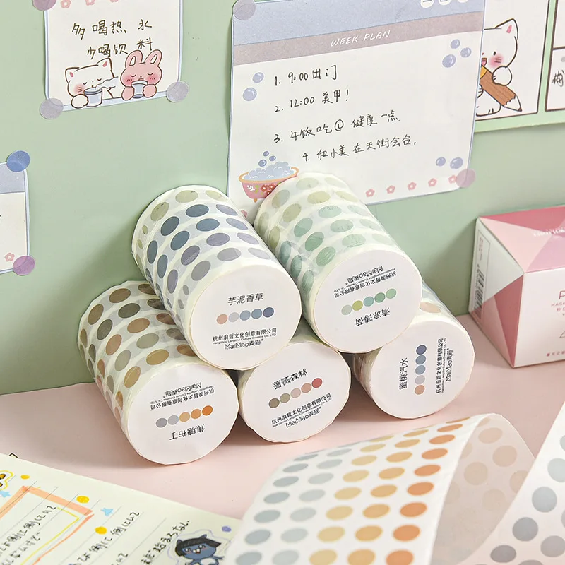 Morandi จุด Masking Washi เทปรอบตกแต่งกาวเทป Decora Scrapbooking สติกเกอร์ Label Stationery