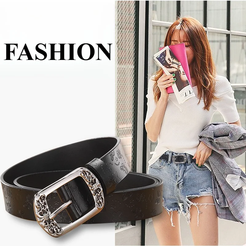 Cinto feminino minimalista com estampa de borboleta estilo coreano – casual e versátil, tendência do Instagram, para shorts e jeans