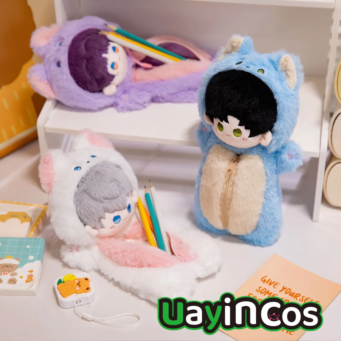 

In Stock Pencil Bag Love and Deepspace Sylus Rafayel Caleb Xavier Cartoon Plushies Doll Pencil Case School Stationery Anime Toy