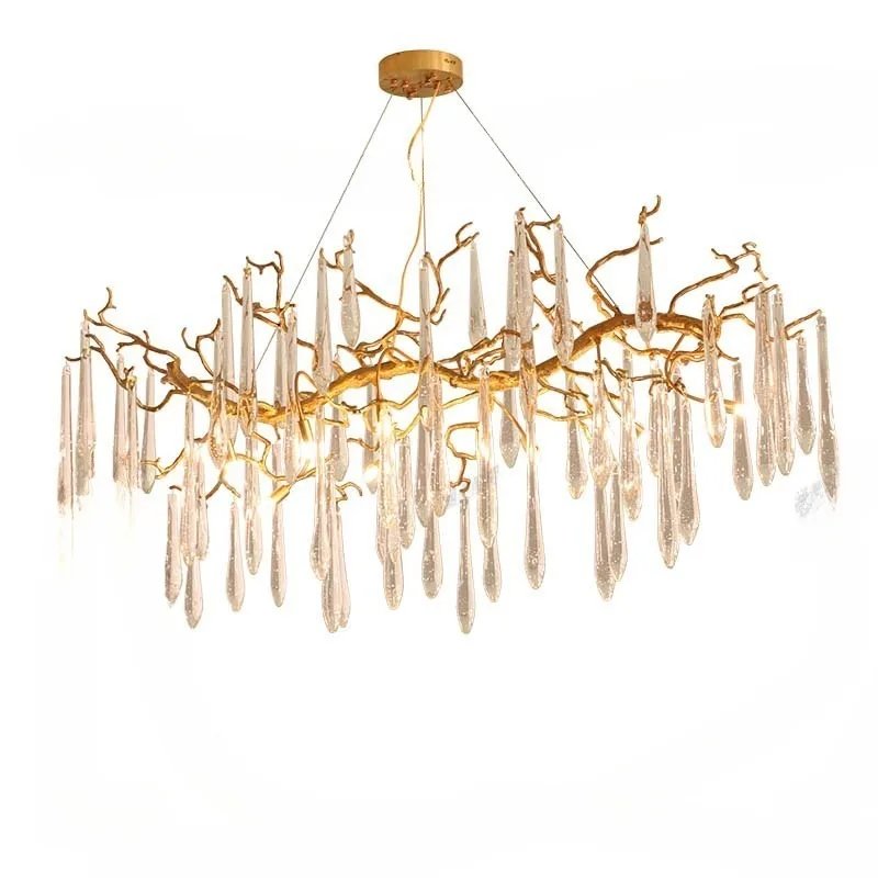 

All copper crystal lamp light luxury chandelier living room dining room bedroom lamp