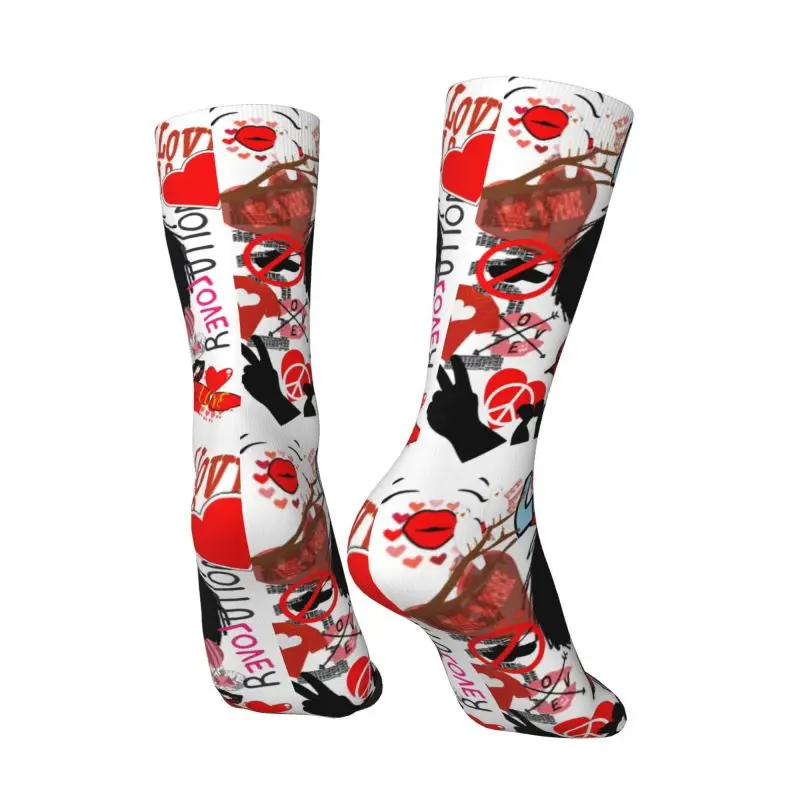 Love And Mafalda Surrounded By Hearts Dress Socks for Men Women Warm Funny Novelty Quino Manga Cartoon Crew Socks