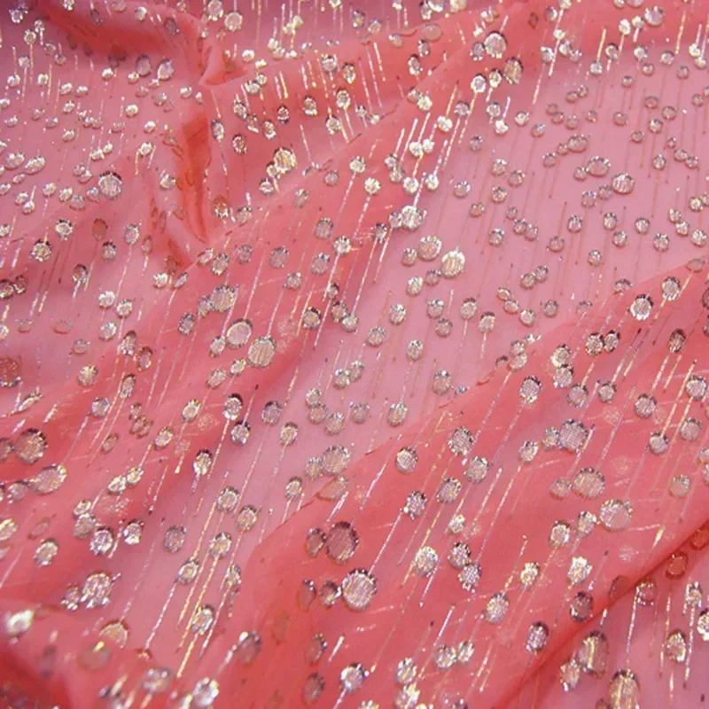 Silk Tissue Brocade Shimmer Metallic Jacquard Shiny Saree Scarf Lurex Fabric DIY Sewing Material