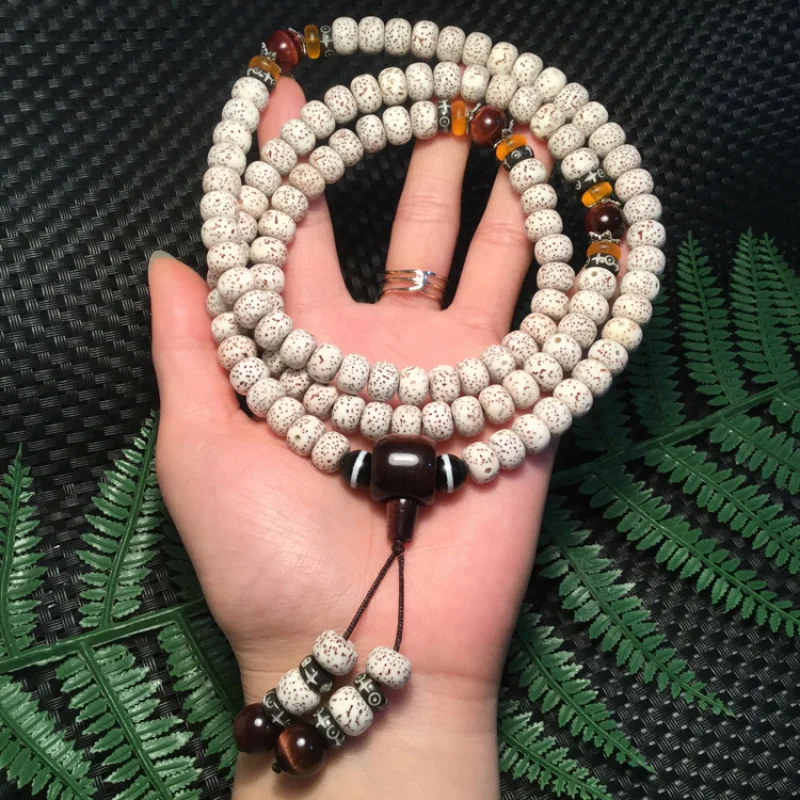 

Red Tiger Eye Stone Model Hainan High Density Smooth White 108 Buddha Beads Moon Bodhi