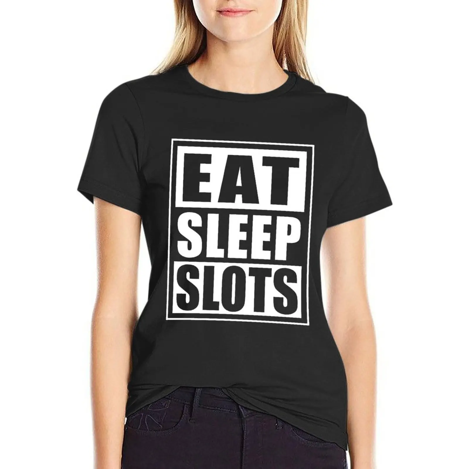 

Funny Slot Machine T-Shirt animal print graphics lady clothes blanks Top Women