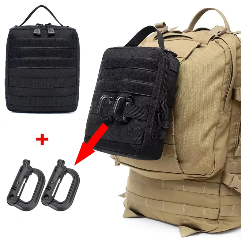 

Тактическая сумка-органайзер Molle для медицинских принадлежностей, утилитарная сумка для хранения гаджетов, охотничьих и EDC-аксессуаров с крючками D-Ring