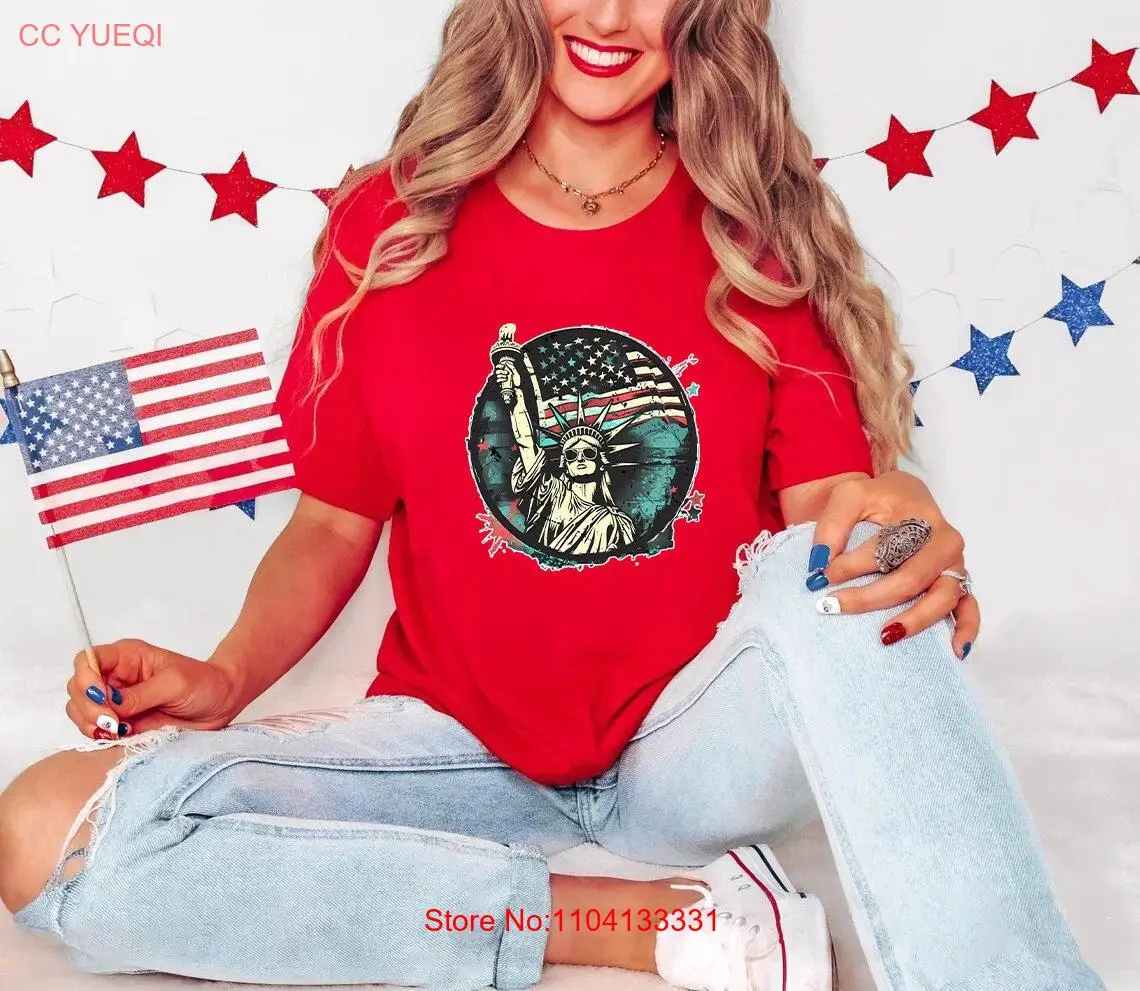 

Футболка 4 июля, четвертая патриотическая США, Америка, статуя Бога, благословения, свобода, красный, белый, синий, с длинными или короткими рукавами